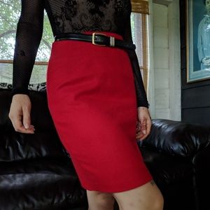 Red pencil skirt